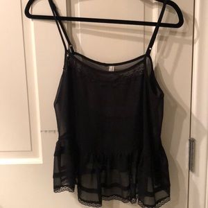 Free People black tank top. With lace. Size medium